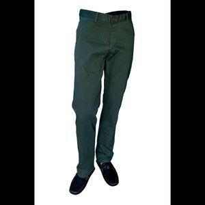 Olive Green Slim Fit Men Dress Pants